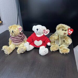 Vintage 1993 TY Attic Treasures Jointed Bear Plush Lot of 3